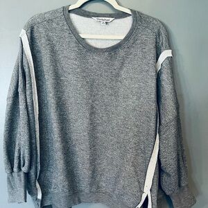 DAVI & DANI Gray Pullover Sweatshirt with White Reverse Seam Details